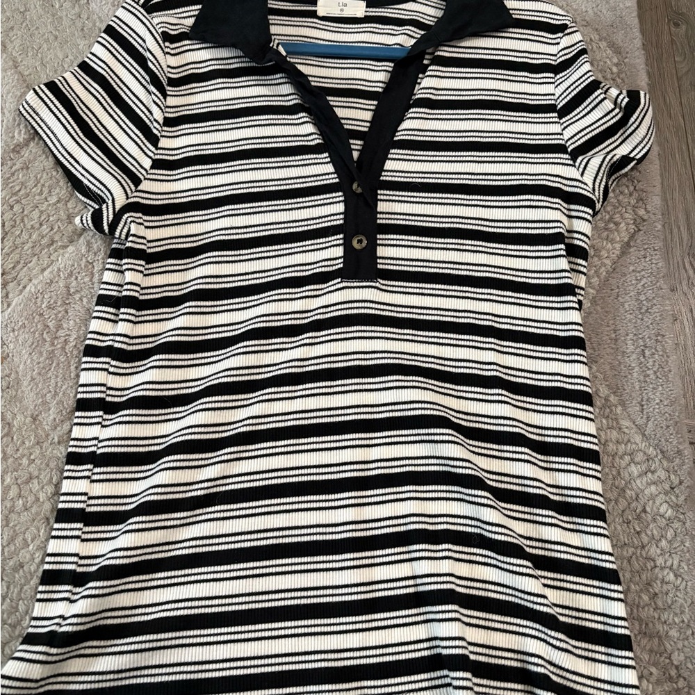 T.La Black and White Striped Top